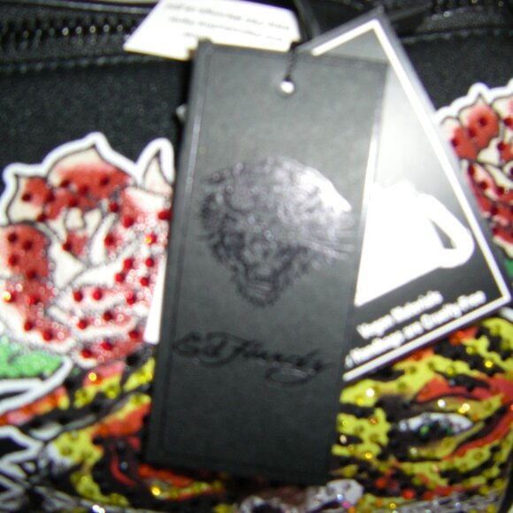 Ed Hardy Tiger Rhinestone Satchel Crossbody Bag Black NWT - Picture 16 of 16